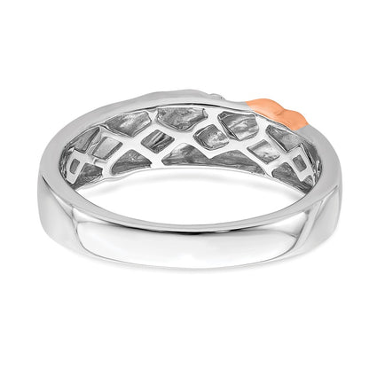 0.15ct. CZ Solid Real 14k White & Rose Gold Men's Bridal Wedding Band Ring