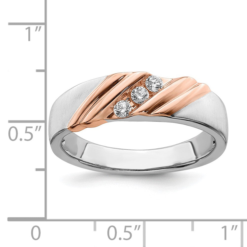 0.15ct. CZ Solid Real 14k White & Rose Gold Men's Bridal Wedding Band Ring