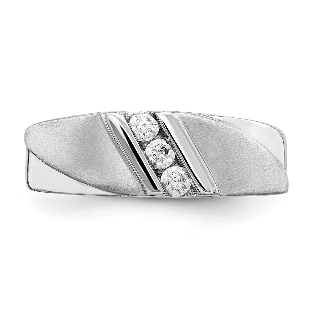 14k White Gold Men's Real Diamond Band