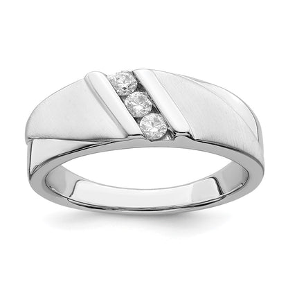 14k White Gold Men's Real Diamond Band