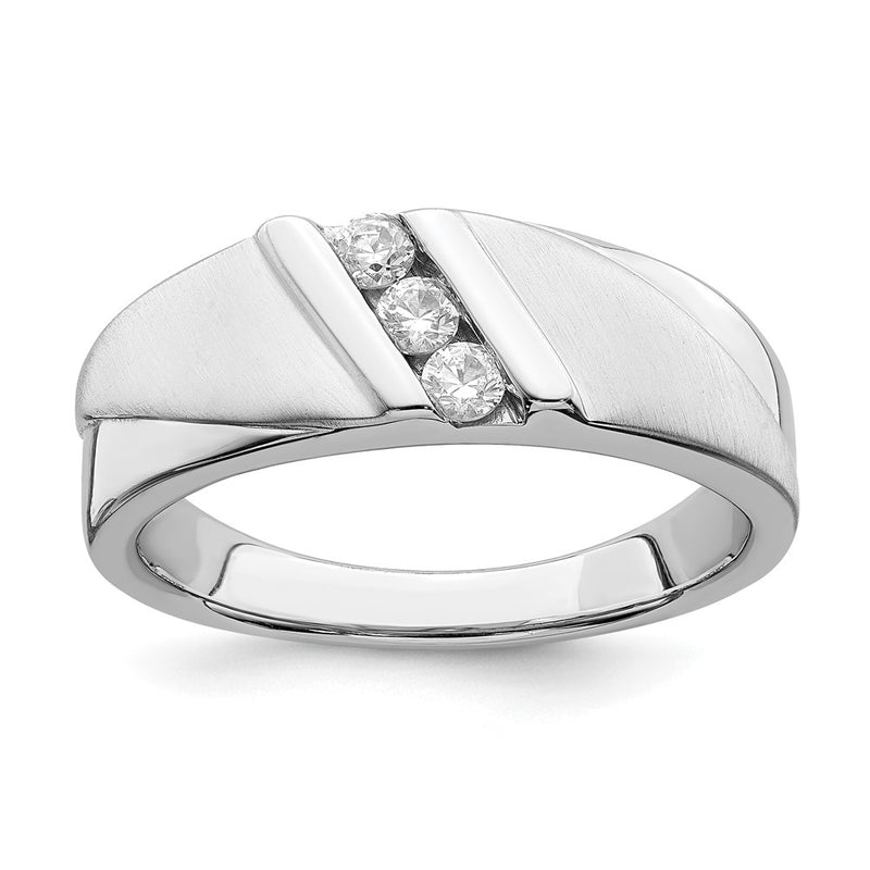 14k White Gold Men's Real Diamond Band