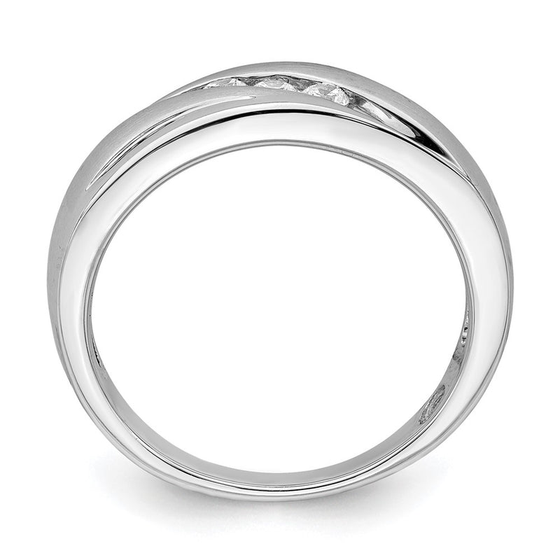 14k White Gold Men's Real Diamond Bridal Band