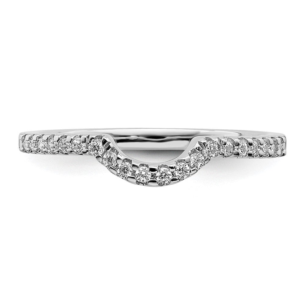 0.15ct. CZ Solid Real 14k White Gold Contoured Wedding Band Ring