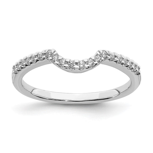 0.15ct. CZ Solid Real 14k White Gold Contoured Wedding Band Ring