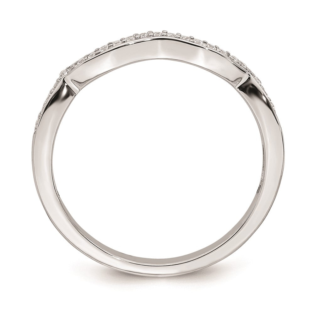 14k White Gold Contoured Real Diamond Band