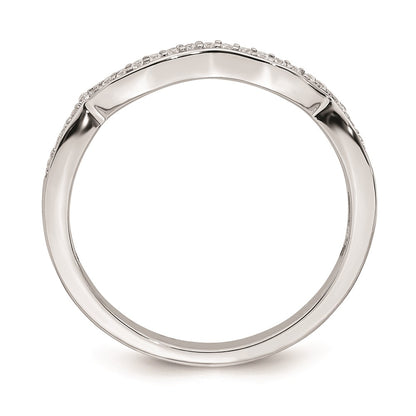 14k White Gold Contoured Real Diamond Band