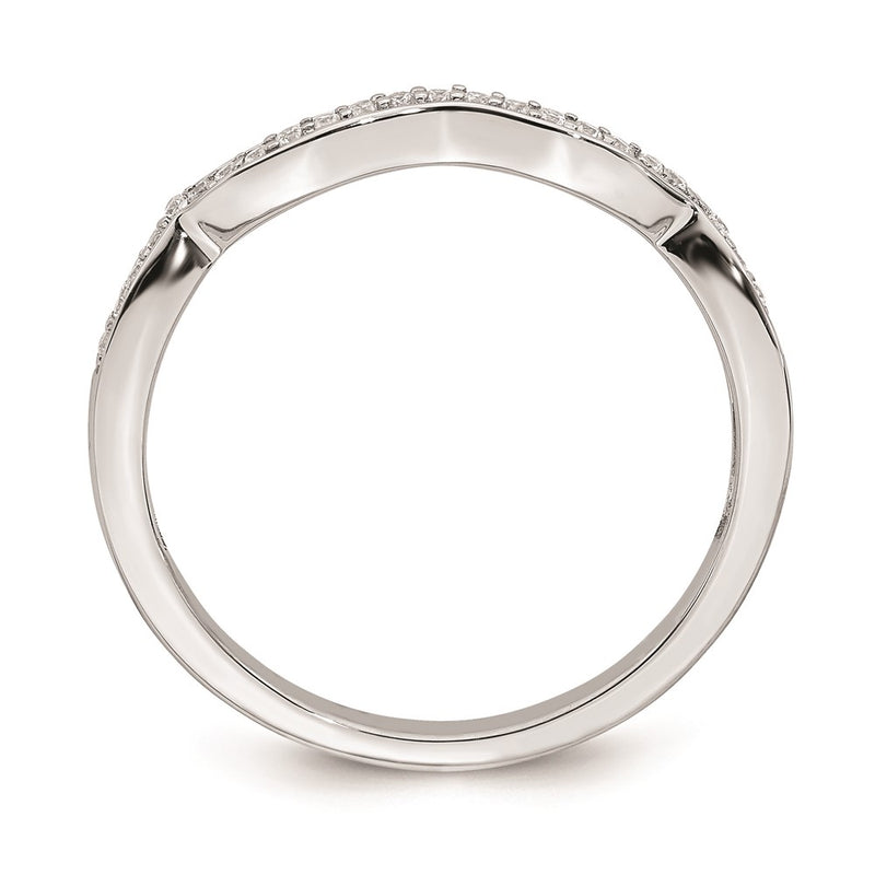 14k White Gold Contoured Real Diamond Band