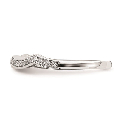 14k White Gold Contoured Real Diamond Band