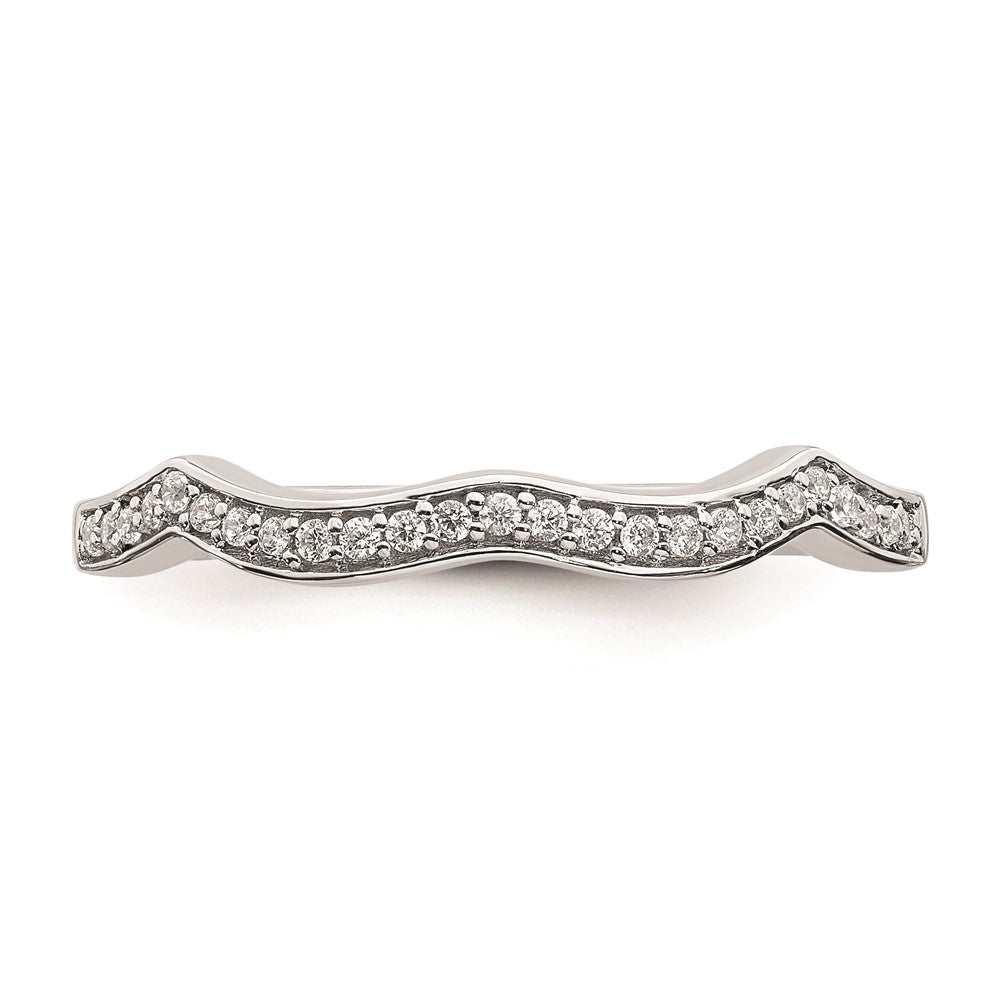 14k White Gold Contoured Real Diamond Band
