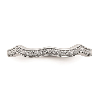 14k White Gold Contoured Real Diamond Band