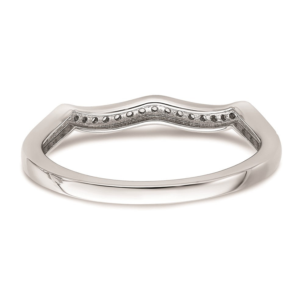 14k White Gold Contoured Real Diamond Band