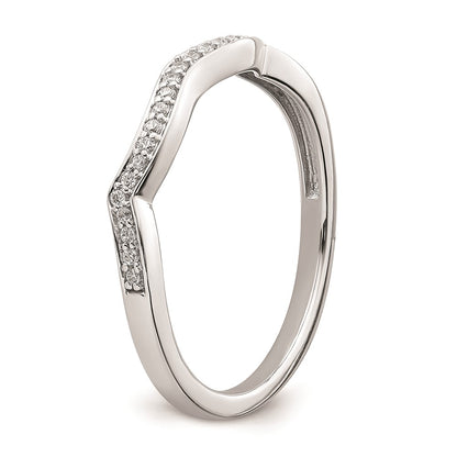 14k White Gold Contoured Real Diamond Band