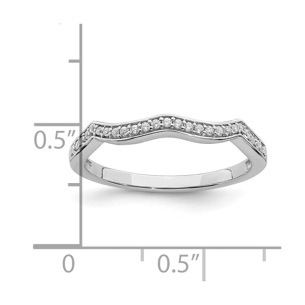 14k White Gold Contoured Real Diamond Band