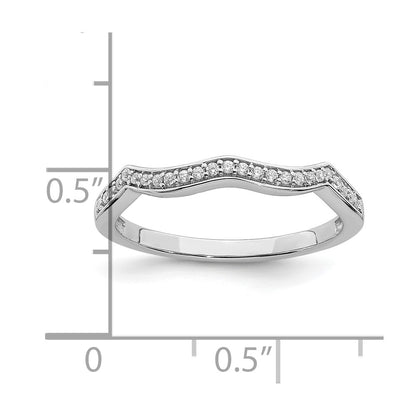 14k White Gold Contoured Real Diamond Band