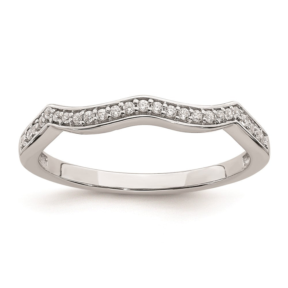 14k White Gold Contoured Real Diamond Band