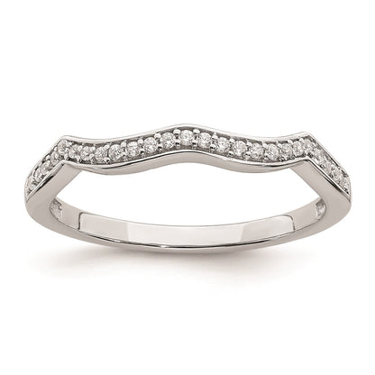 14k White Gold Contoured Real Diamond Band
