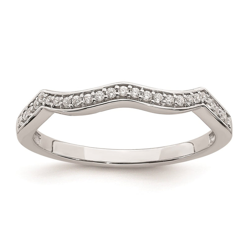 14k White Gold Contoured Real Diamond Band