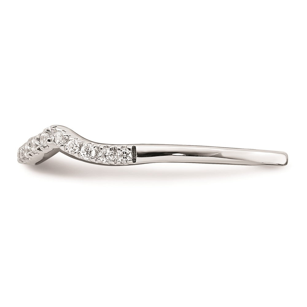 0.10ct. CZ Solid Real 14k White Gold Contoured Wedding Band Ring