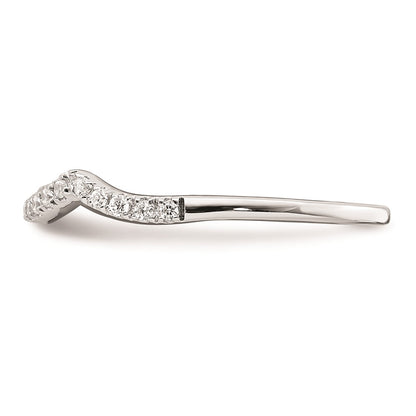 0.10ct. CZ Solid Real 14k White Gold Contoured Wedding Band Ring