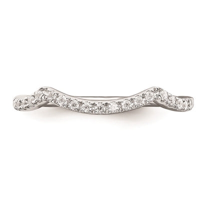 14k White Gold Contoured Real Diamond Band