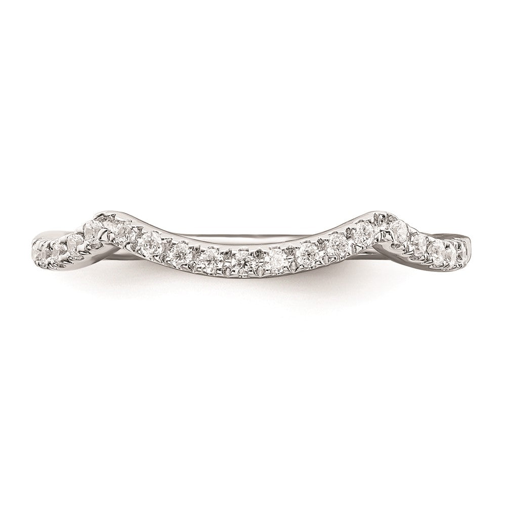 0.10ct. CZ Solid Real 14k White Gold Contoured Wedding Band Ring