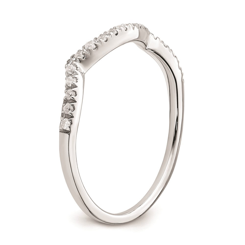 0.10ct. CZ Solid Real 14k White Gold Contoured Wedding Band Ring