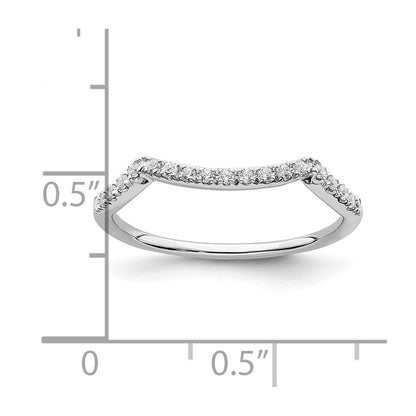 0.10ct. CZ Solid Real 14k White Gold Contoured Wedding Band Ring