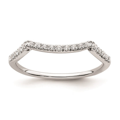 0.10ct. CZ Solid Real 14k White Gold Contoured Wedding Band Ring