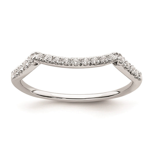 0.10ct. CZ Solid Real 14k White Gold Contoured Wedding Band Ring