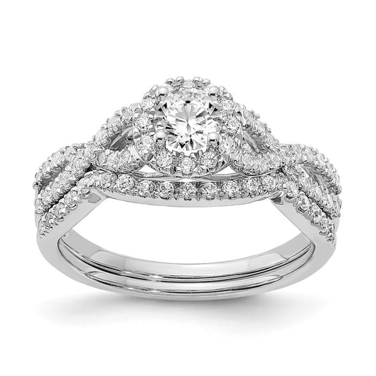 3/4 Ct. Natural Diamond Halo Infinity Bridal Engagement Ring Set in 14K White Gold