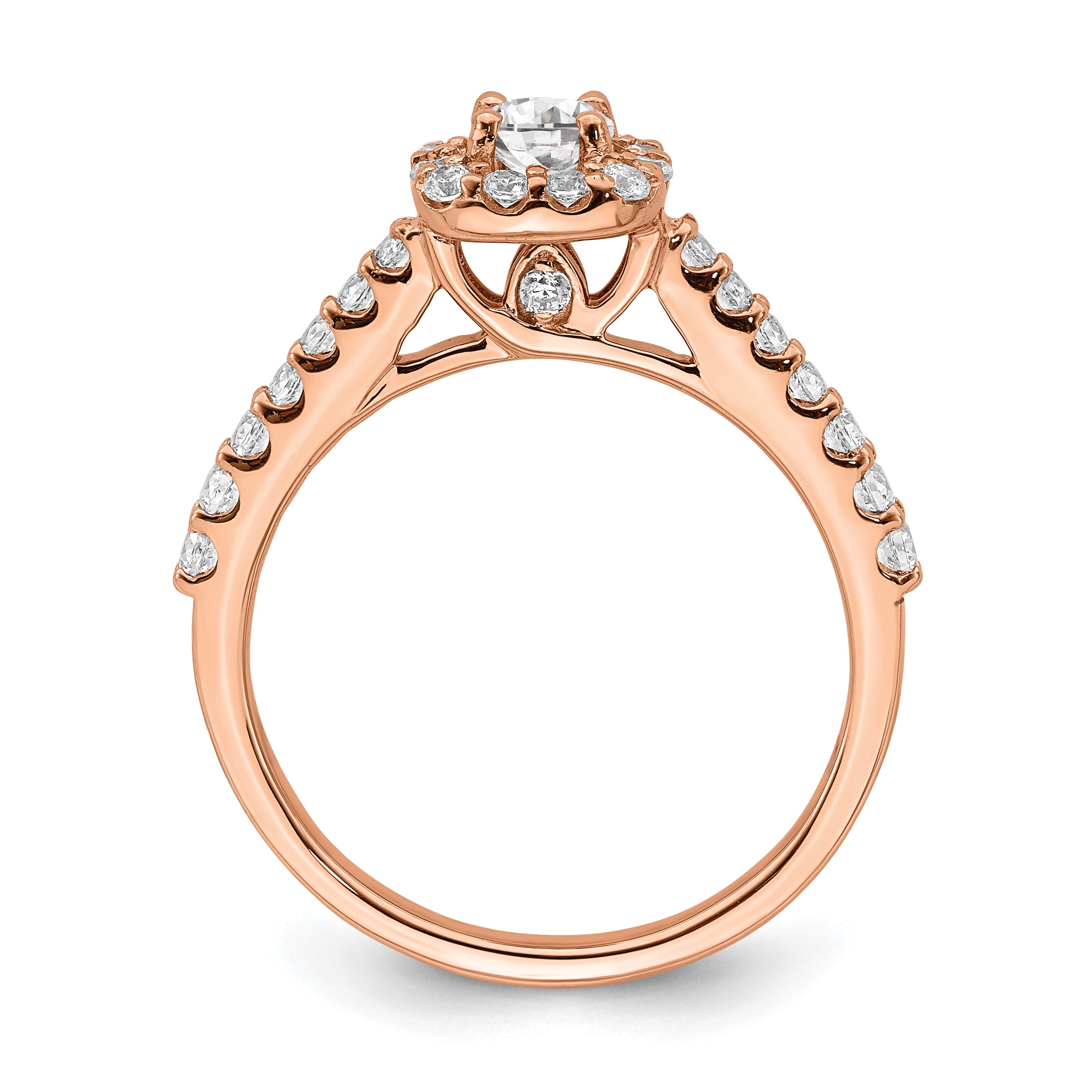 0.30ct. CZ Solid Real 14k Rose Gold Engagement Ring