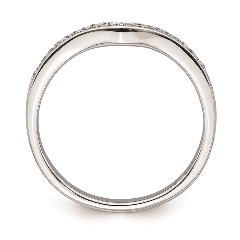 14k White Gold Contoured Real Diamond Band