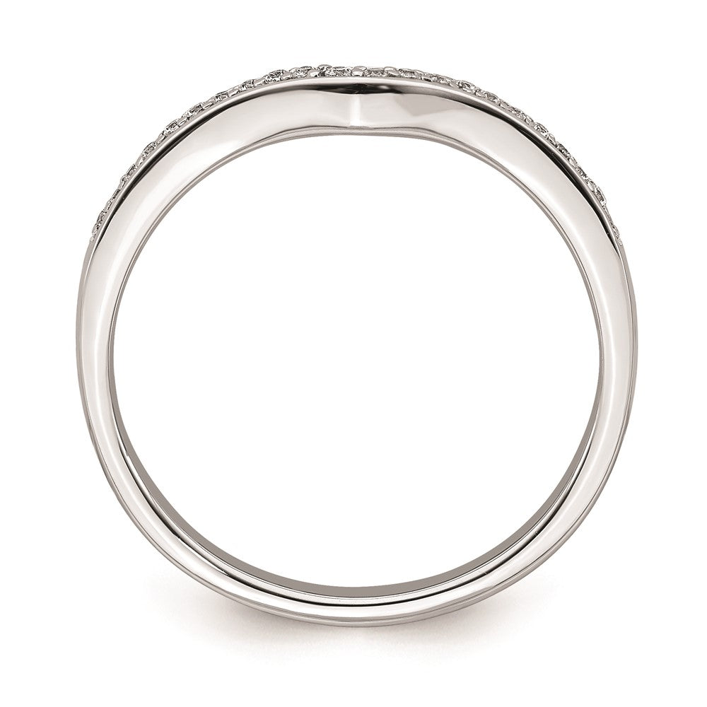 0.09ct. CZ Solid Real 14k White Gold Contoured Wedding Band Ring