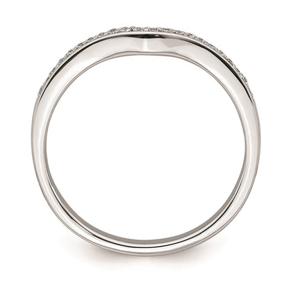 0.09ct. CZ Solid Real 14k White Gold Contoured Wedding Band Ring