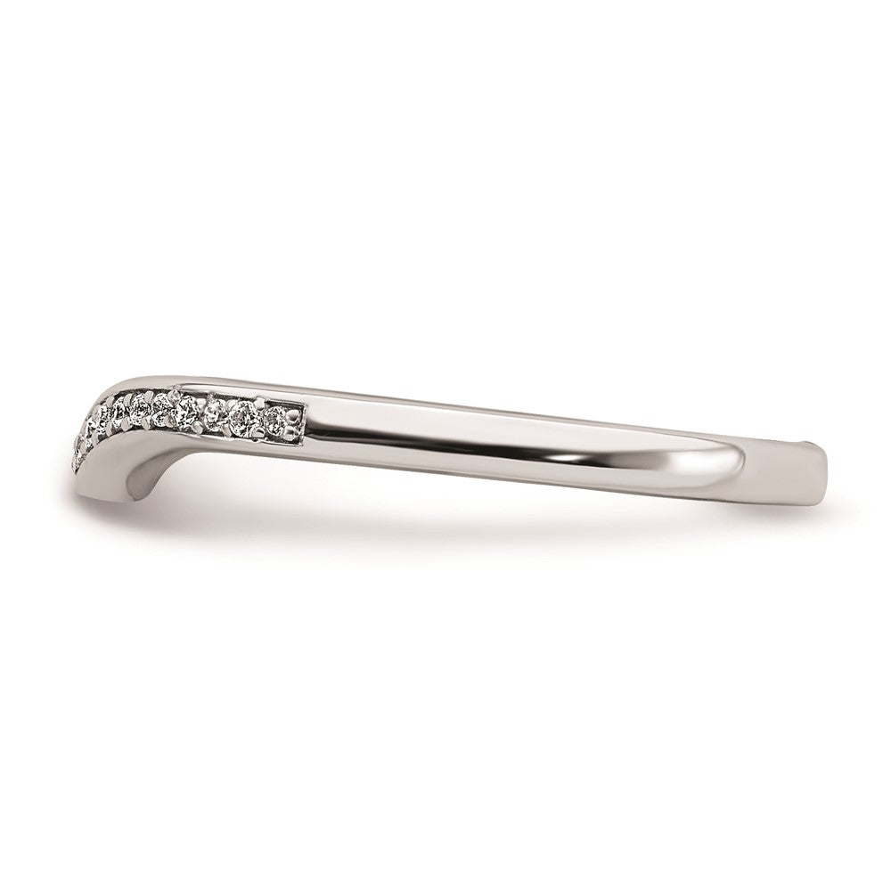 0.09ct. CZ Solid Real 14k White Gold Contoured Wedding Band Ring