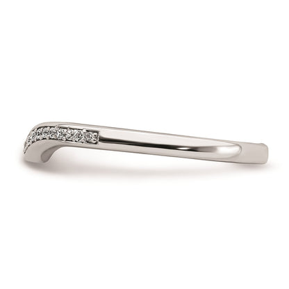0.09ct. CZ Solid Real 14k White Gold Contoured Wedding Band Ring