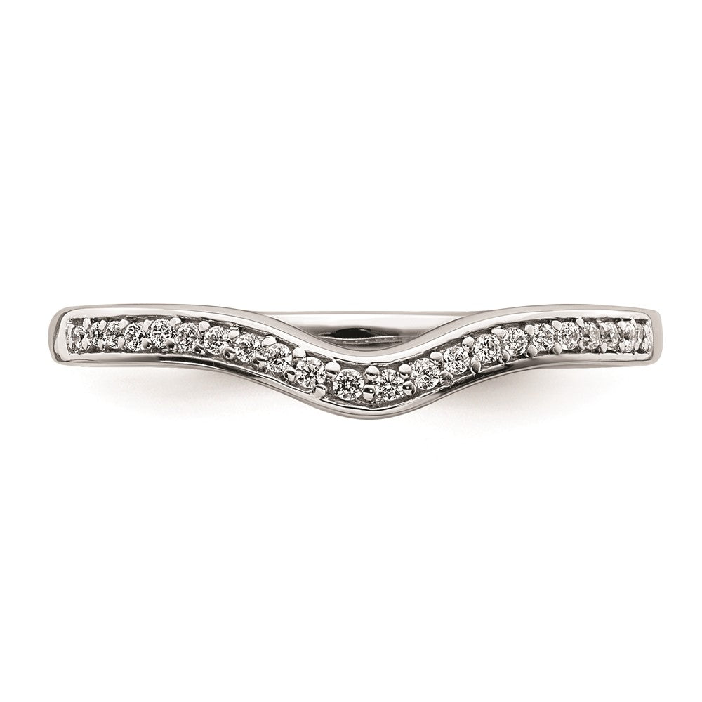 0.09ct. CZ Solid Real 14k White Gold Contoured Wedding Band Ring