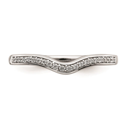 0.09ct. CZ Solid Real 14k White Gold Contoured Wedding Band Ring