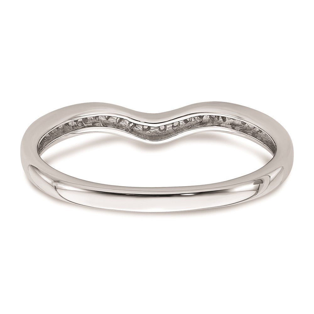0.09ct. CZ Solid Real 14k White Gold Contoured Wedding Band Ring
