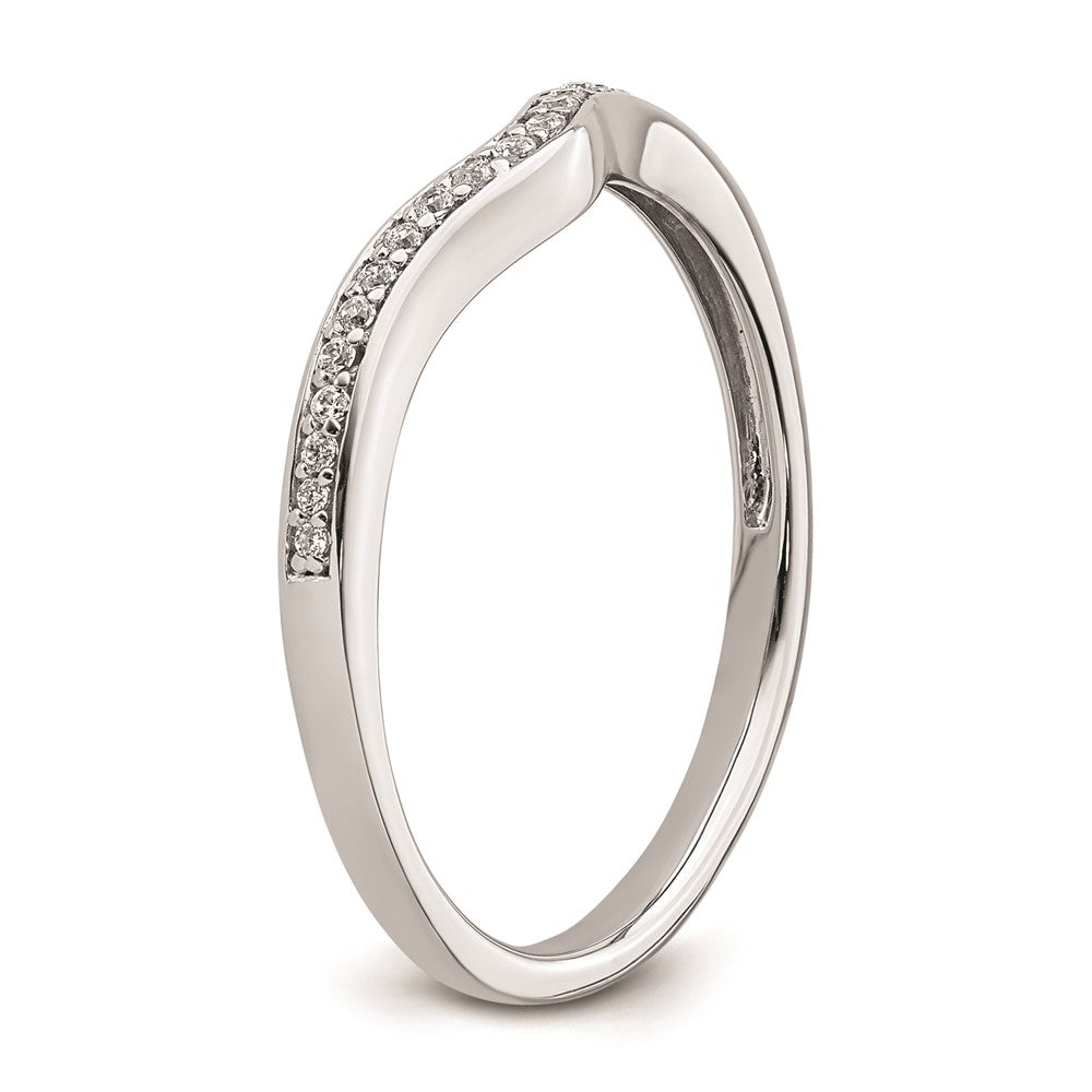 14k White Gold Contoured Real Diamond Band