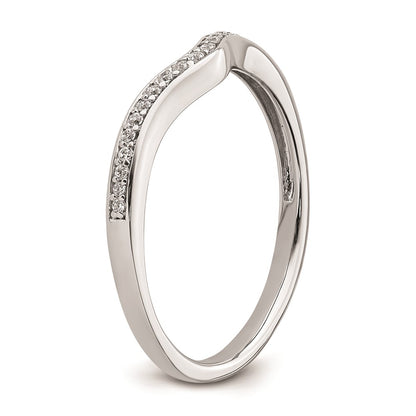 0.09ct. CZ Solid Real 14k White Gold Contoured Wedding Band Ring