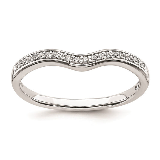 0.09ct. CZ Solid Real 14k White Gold Contoured Wedding Band Ring