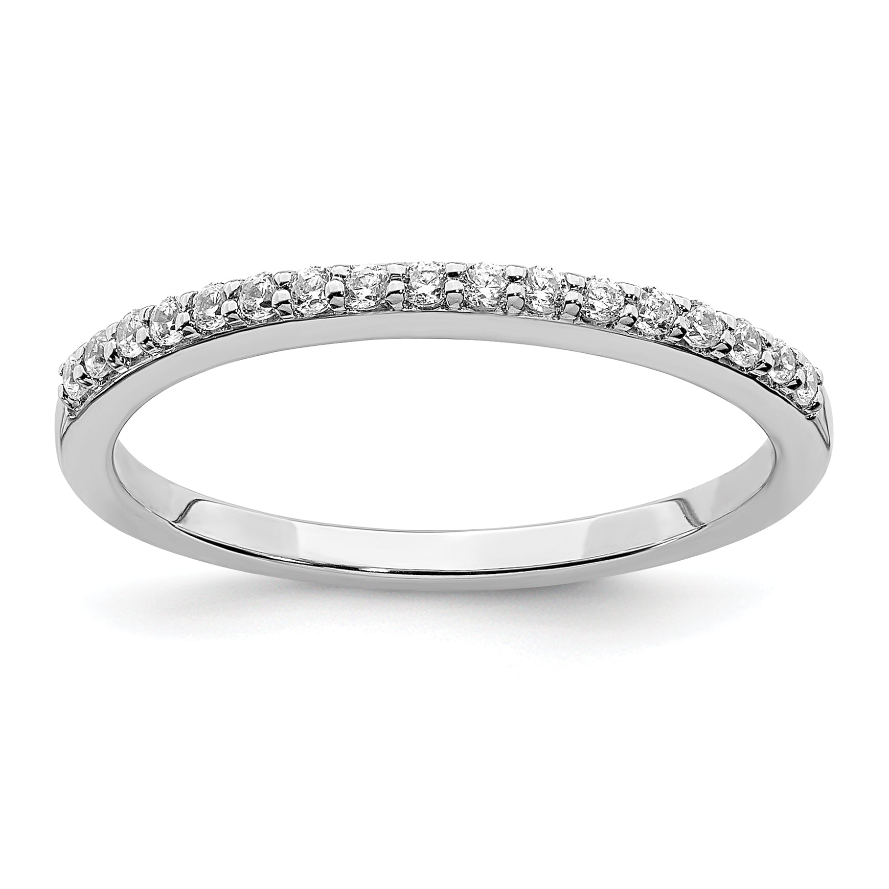 0.19ct. CZ Solid Real 14k White Gold Wedding Band Ring