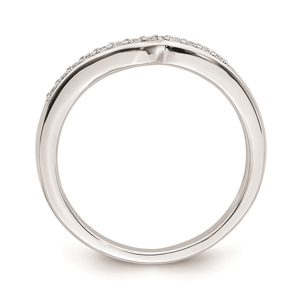 14k White Gold Contoured Real Diamond Band