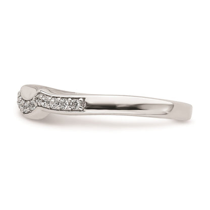 14k White Gold Contoured Real Diamond Band