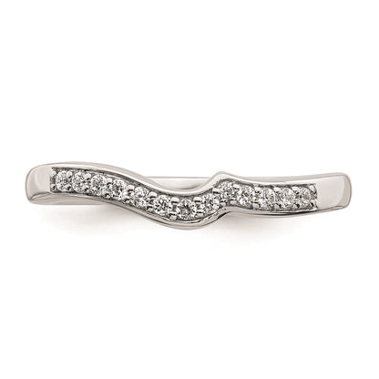 0.12ct. CZ Solid Real 14k White Gold Contoured Wedding Band Ring