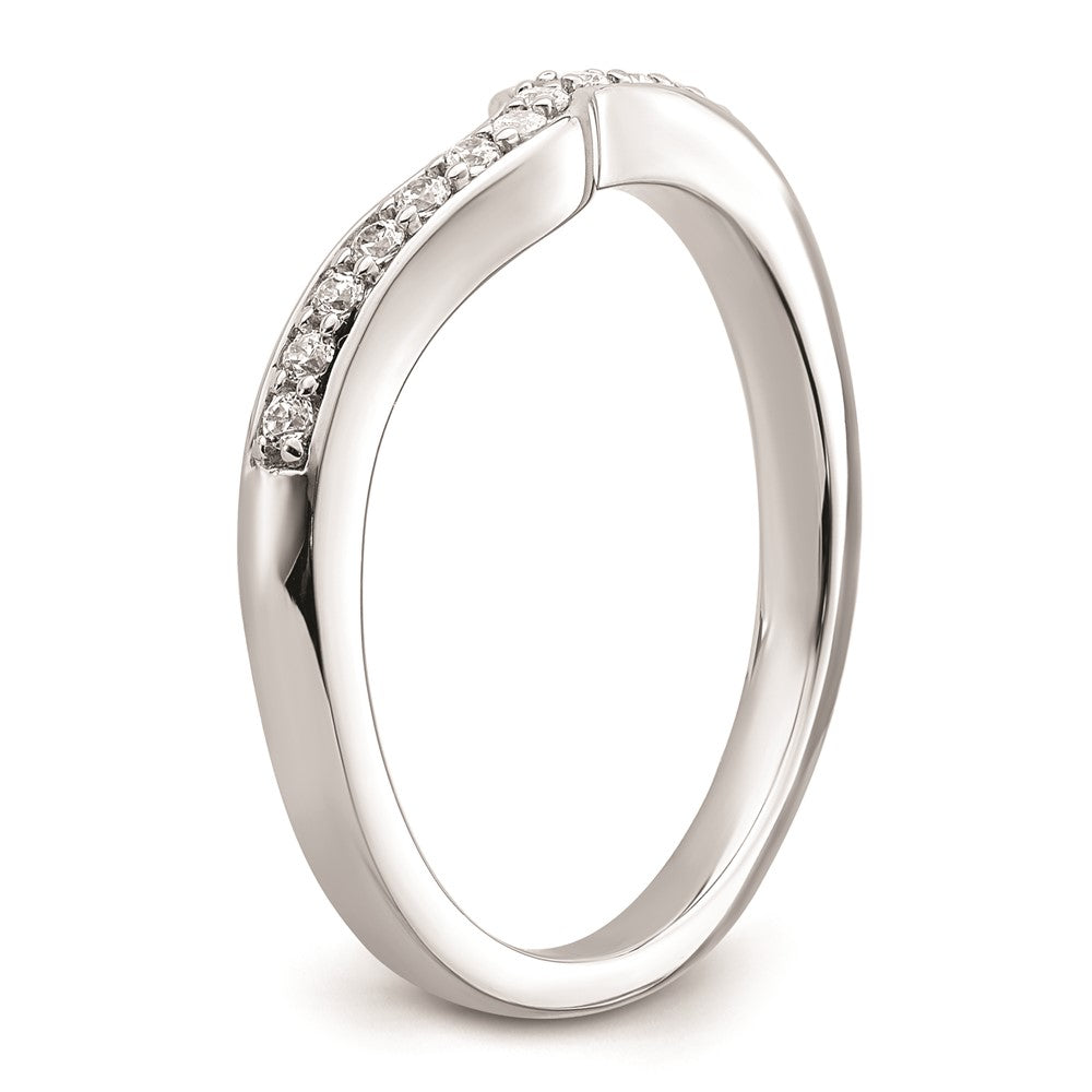 14k White Gold Contoured Real Diamond Band