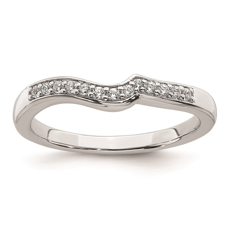 14k White Gold Contoured Real Diamond Band