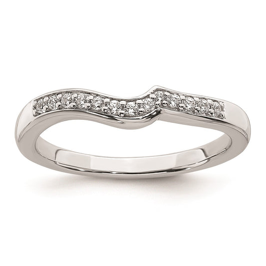 0.12ct. CZ Solid Real 14k White Gold Contoured Wedding Band Ring