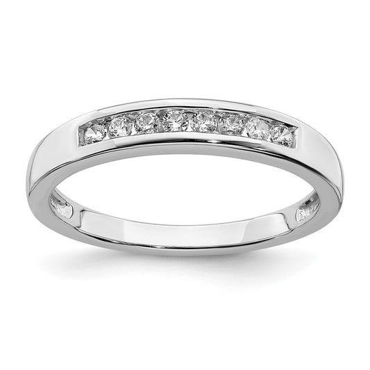 0.18ct. CZ Solid Real 14k White Gold Wedding Band Ring